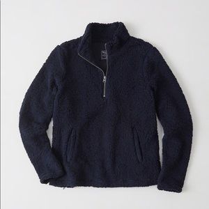 Abercrombie Black Sherpa Half Zip Pullover